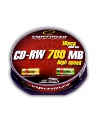 CD-RW Esperanza 700MB/80MIN 12xSpeed (Cake 10szt) CD-RW Esperanza 700MB/80MIN 12xSpeed (Cake 10szt)
